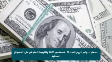 أسعار الدولار اليوم الأحد 17 أغسطس 2025 وتأثيرها المتوقع على الأسواق المحلية